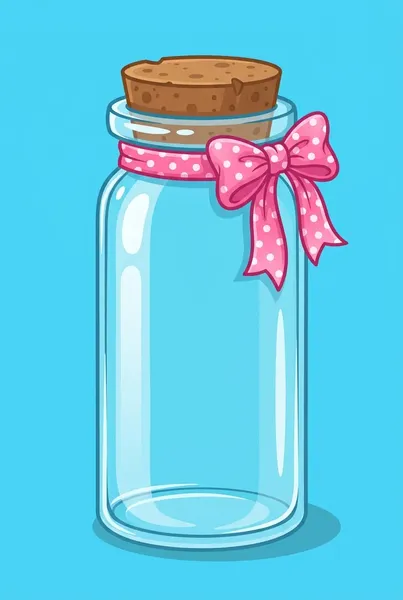 Glass candy jar with pink ribbon